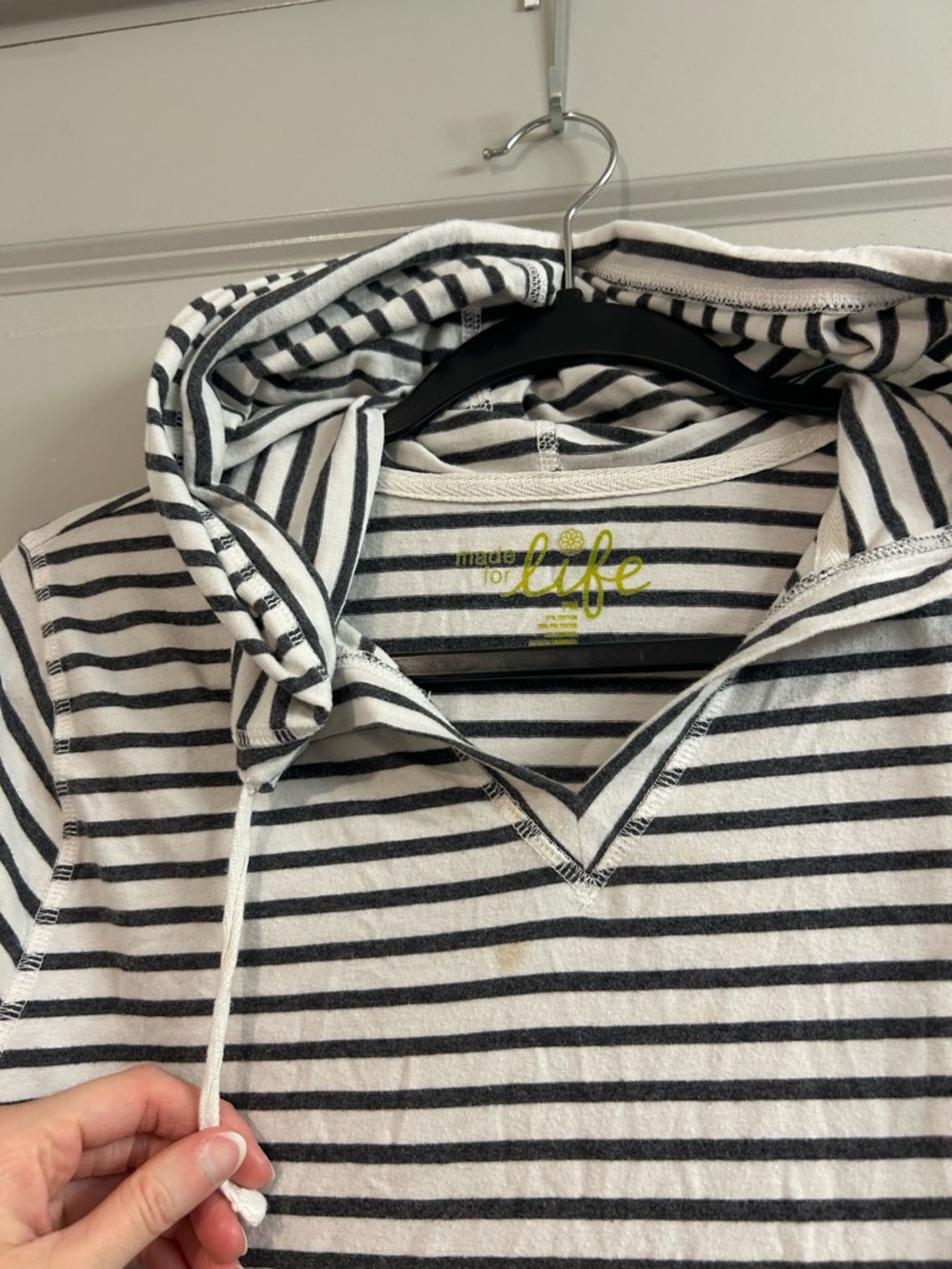 made for life Black & White Striped Hoodie Top - Picture 4 of 5